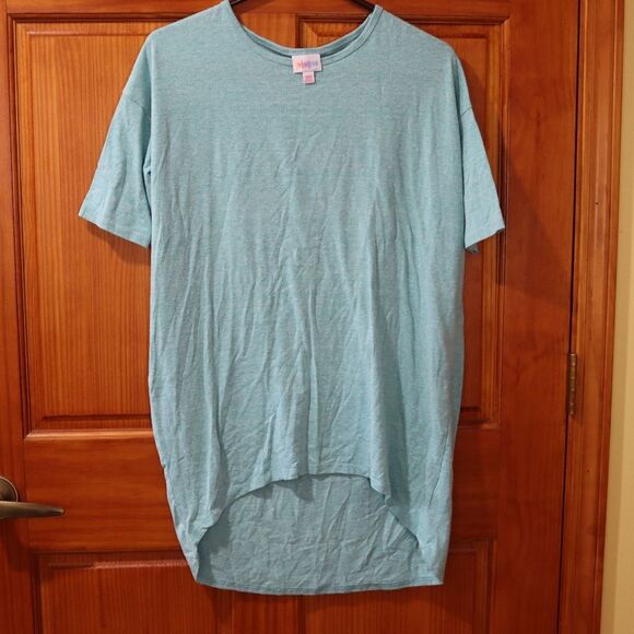 LuLaRoe Irma Blue High-Low Top XXS Lightweight Comfy Layered Casual Print - Picture 2 of 8